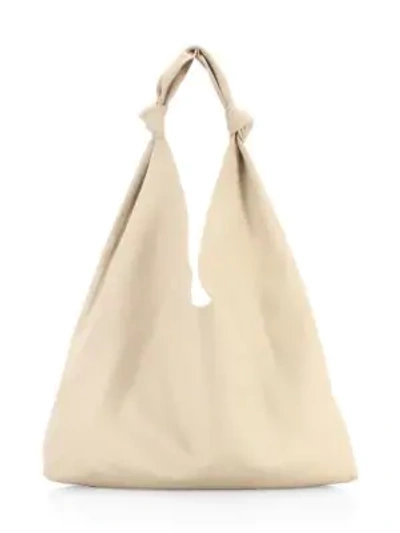 Shop The Row Bindle Double Knot Leather Hobo Bag In Eggshell