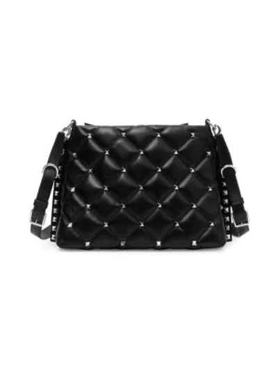 Shop Valentino Candystud Shoulder Bag In Black