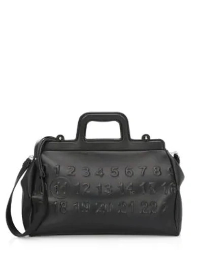 Shop Maison Margiela Logo Leather Top Handle Bag In Black