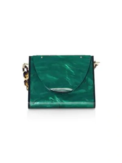 Shop Edie Parker Triangle Satchel In Emerald