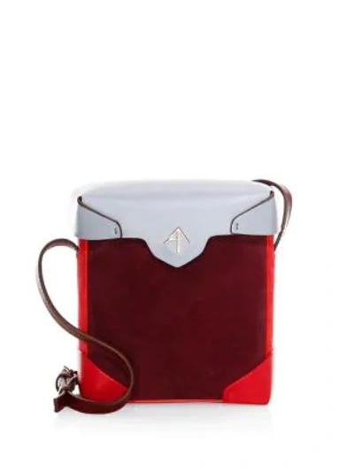 Shop Manu Atelier Mini Pristine Leather Crossbody Bag In Burgundy