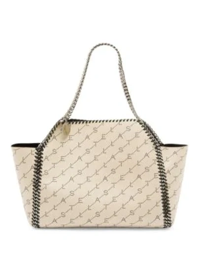 Shop Stella Mccartney Falabella Monogram Canvas Tote In Sand