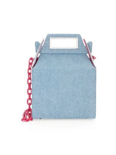 Shop Pop & Suki Denim Takeout Shoulder Bag In Light Blue