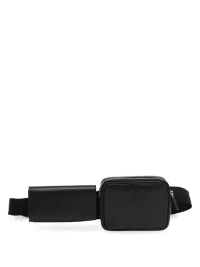 Shop Avec La Troupe Leather Duo Belt Bag In Black