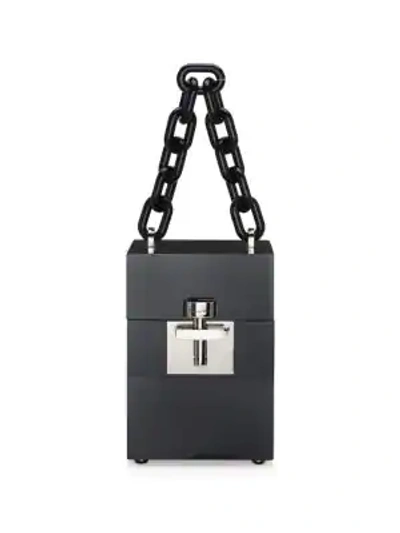 Shop Oscar De La Renta Chain Strap Box Bag In Black