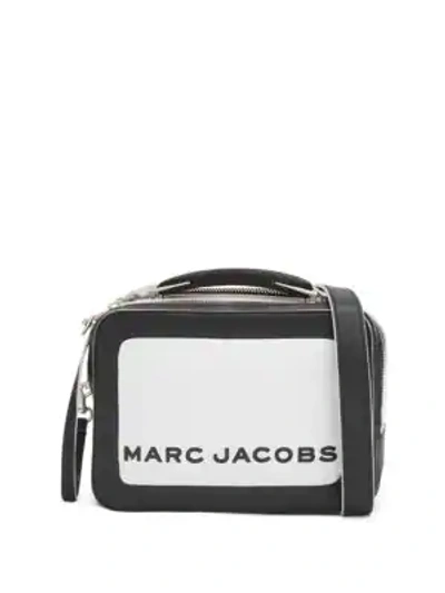 Shop Marc Jacobs The Box 20 Leather Top Handle Bag In White Black