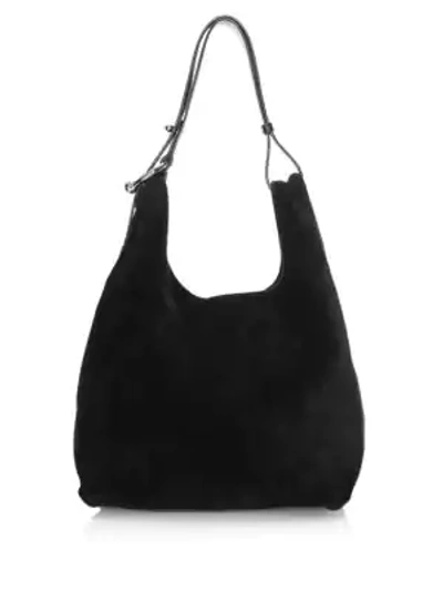 Shop Rebecca Minkoff Karlie Studded Suede Hobo Bag In Black