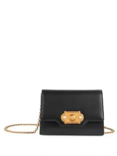 Shop Dolce & Gabbana Micro Welcome Leather Crossbody Bag In Black