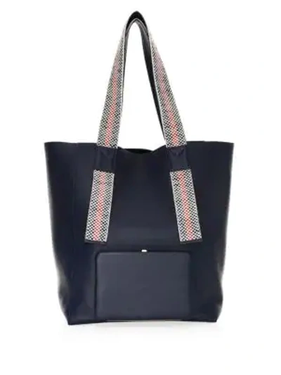 Shop Lutz Morris Handwoven-handle Leather Tote In Navy