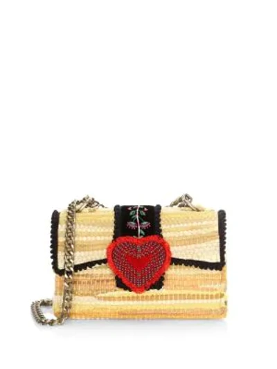 Shop Kooreloo Divine Bijoux Fabric Heart Clutch In Yellow