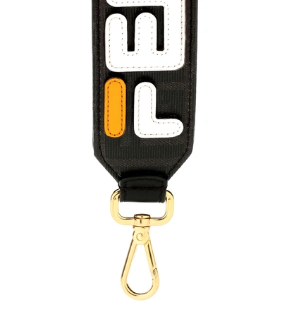 Shop Fendi Mania Mini Strap You Leather Shoulder Strap In Black