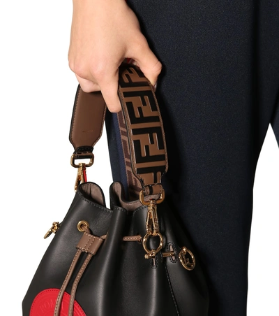 Shop Fendi Mini Strap You Leather Shoulder Strap In Brown