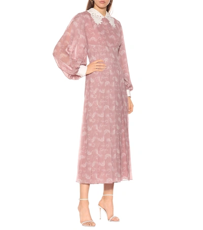 Shop Fendi Printed Silk Dress In Pink
