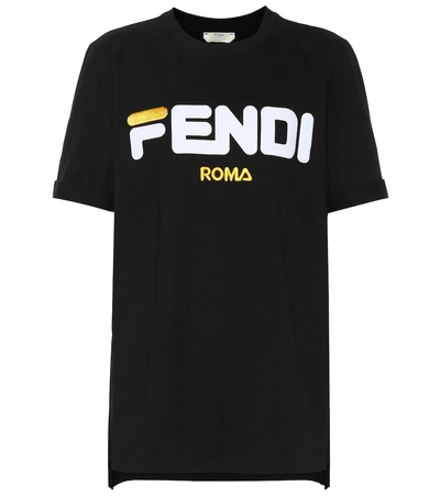 Shop Fendi Mania Cotton T-shirt In Black