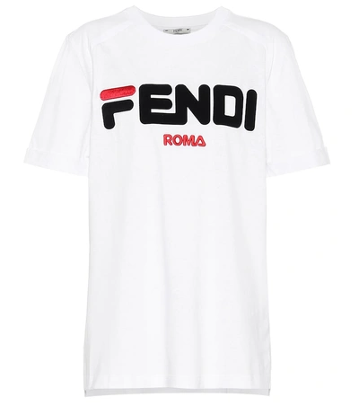 Shop Fendi Mania Cotton T-shirt In White