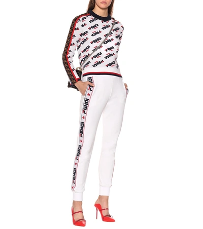 Shop Fendi Mania Trackpants In White