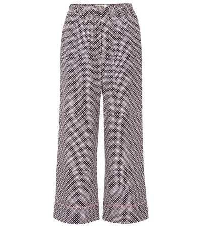 Shop Fendi Printed Silk Wide-leg Pants In Pink
