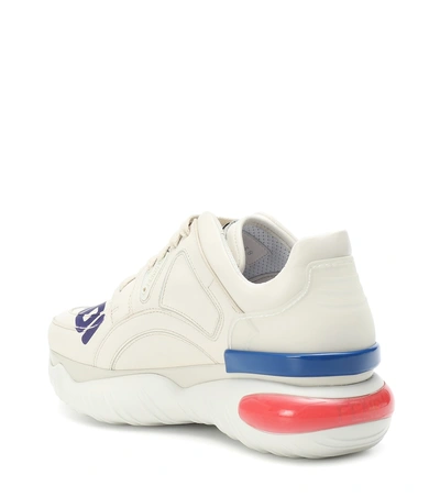 Shop Fendi Mania Leather Sneakers In White