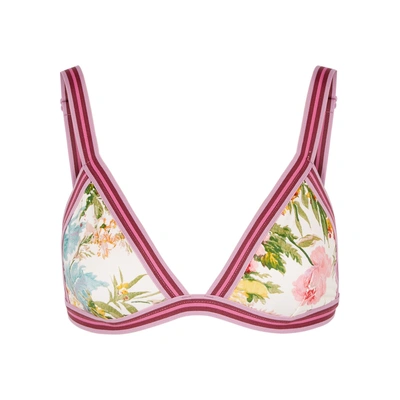 Shop Zimmermann Heathers Floral-print Bikini Top In Multicoloured