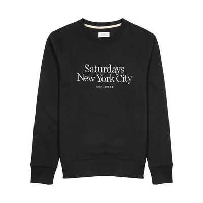 Shop Saturdays Surf Nyc Bowery Logo-embroidered Cotton Sweatshirt In Black