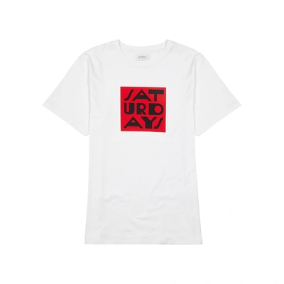 Shop Saturdays Surf Nyc Aperitif Printed Cotton T-shirt In White