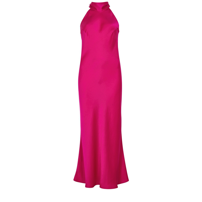 galvan sienna satin midi dress