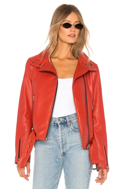 Shop Mackage Emily Leather Jacket In Paprika