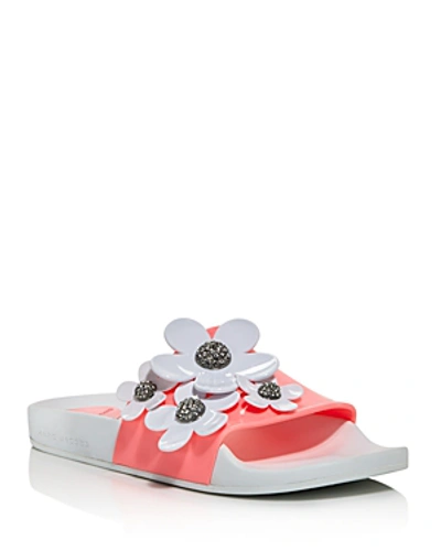 Shop Marc Jacobs Women's Daisy Embellished Pool Slide Sandals In Pink Multi/silver