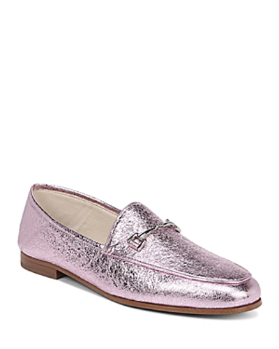 Shop Sam Edelman Loraine Loafers In Lavender Metallic Crackled Leather