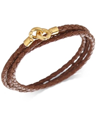 Shop Degs & Sal Men's Leather Wrap Bracelet In Saddle
