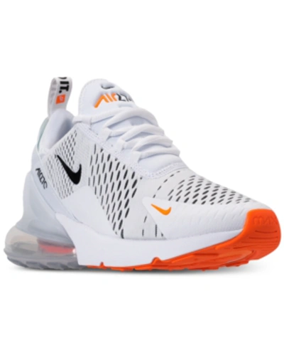 Shop Nike Men's Air Max 270 Casual Sneakers From Finish Line In White/black-total Orange