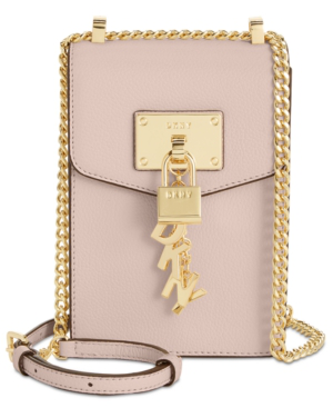 dkny elissa pebbled charm chain strap crossbody