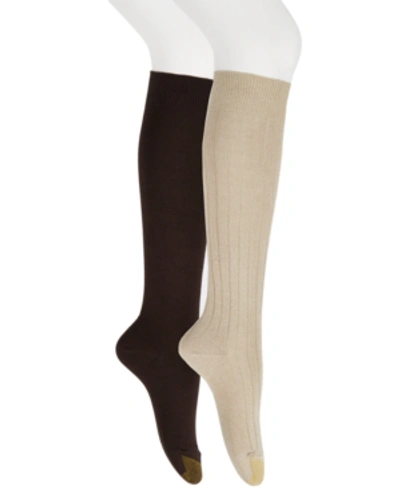 Shop Gold Toe Women's 2-pk. Ultra Soft Knee High Socks In Khaki/brown