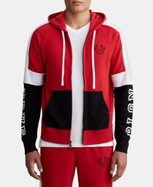 red and white true religion hoodie