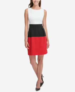 tommy hilfiger colorblocked fit & flare dress