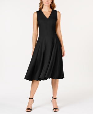 black midi flare dress