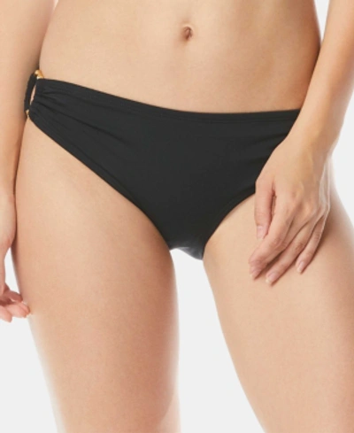 Shop Carmen Marc Valvo Side-ring Bikini Bottoms Women's Swimsuit In Black