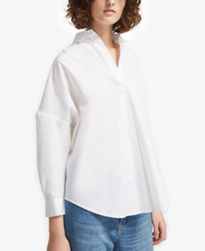 Shop French Connection Rhodes Cotton Shirt In Linen White