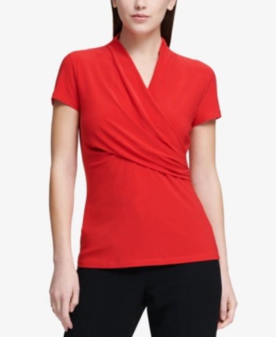 Shop Dkny Ruched Top In Poppy