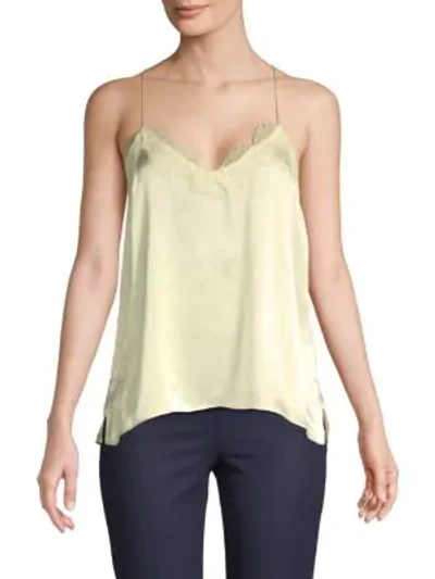 Shop Cami Nyc Racerback Leopard Print Silk Camisole In Butter Yellow