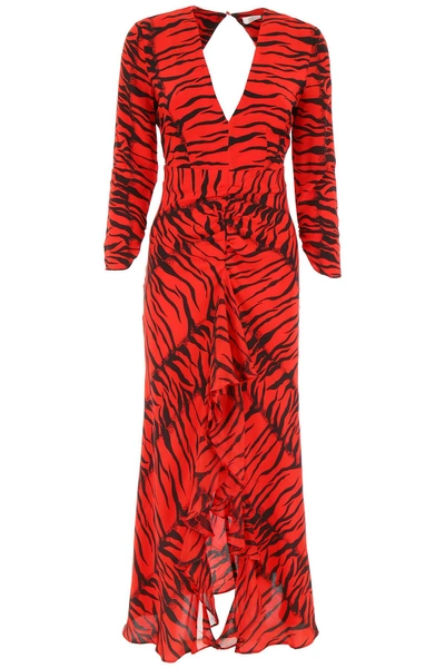 Shop Rixo London Tiger Print Dress In Red Tiger|rosso