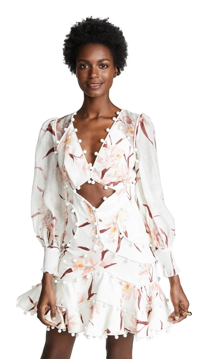 Shop Zimmermann Corsage Bauble Mini In Ivory/peach Orchid
