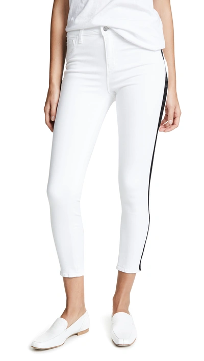 Shop L Agence Margot High Rise Skinny Jeans With Tux Stripe In Blanc