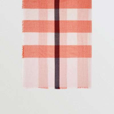 Shop Burberry Lightweight Check Cashmere Scarf In Pale Blossom