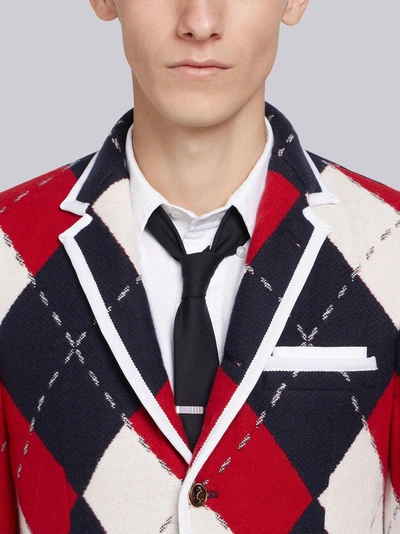 Shop Thom Browne Argyle Cashmere Sport Coat Jacket In Blue