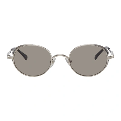 Shop Matsuda Silver Brushed M3016 Sunglasses In Brushed Sil