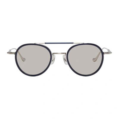 Shop Matsuda Silver And Navy Brushed M3064 Sunglasses In Bs Brussilv