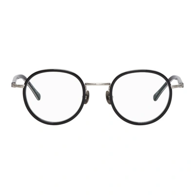 Shop Matsuda Black And Silver M3076 Brushed Glasses In Blk-bs Blks
