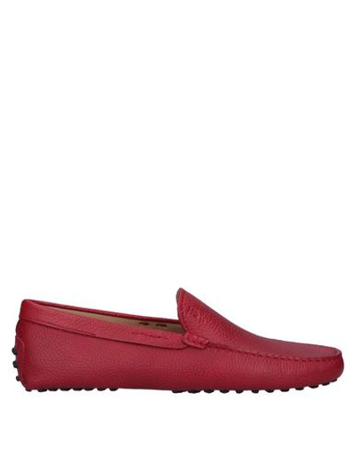 Shop Tod's Man Loafers Red Size 8.5 Soft Leather