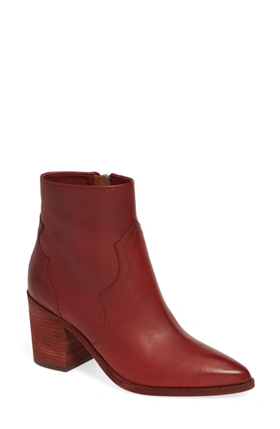 Shop Frye Flynn Bootie In Red Clay Leather